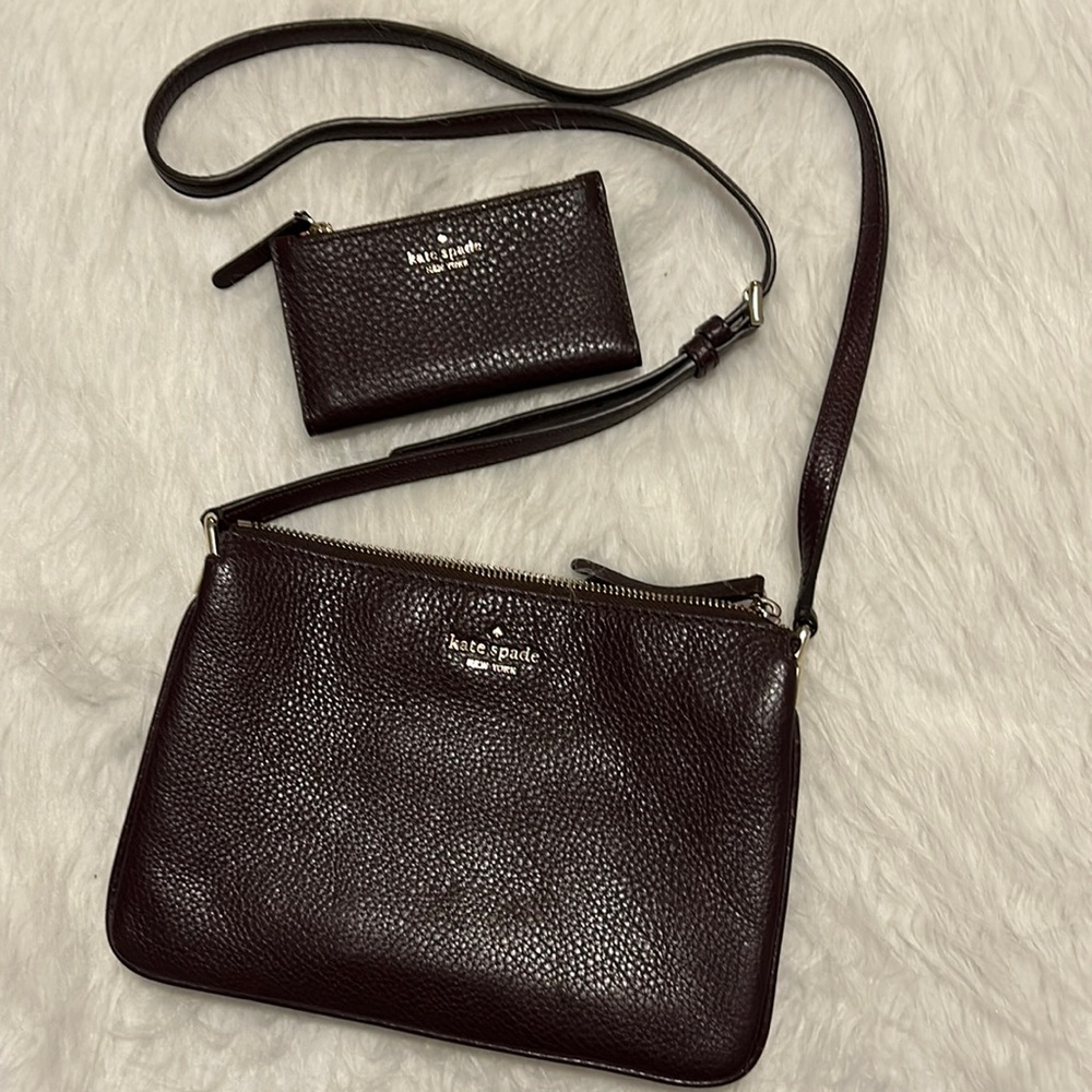 Kate spade pebbled leather crossbody & Leila small slim bifold wallet